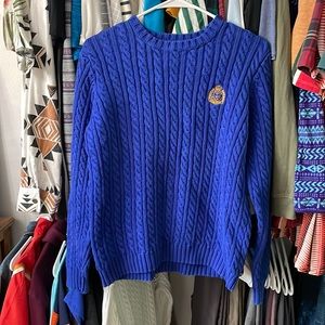 Like new mens Lauren by Ralph Lauren cable knit blue sweater - small